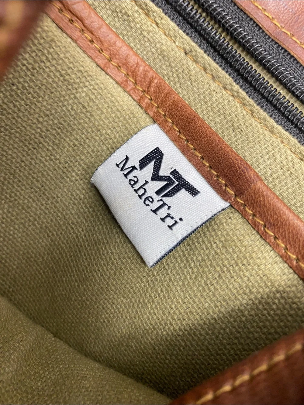 MaheTri Historic Brown Leather Backpack Messenger Bag